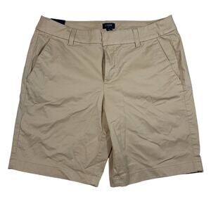 NWT J Crew women’s khaki flat front shorts. 9in inseam.  Size 6
